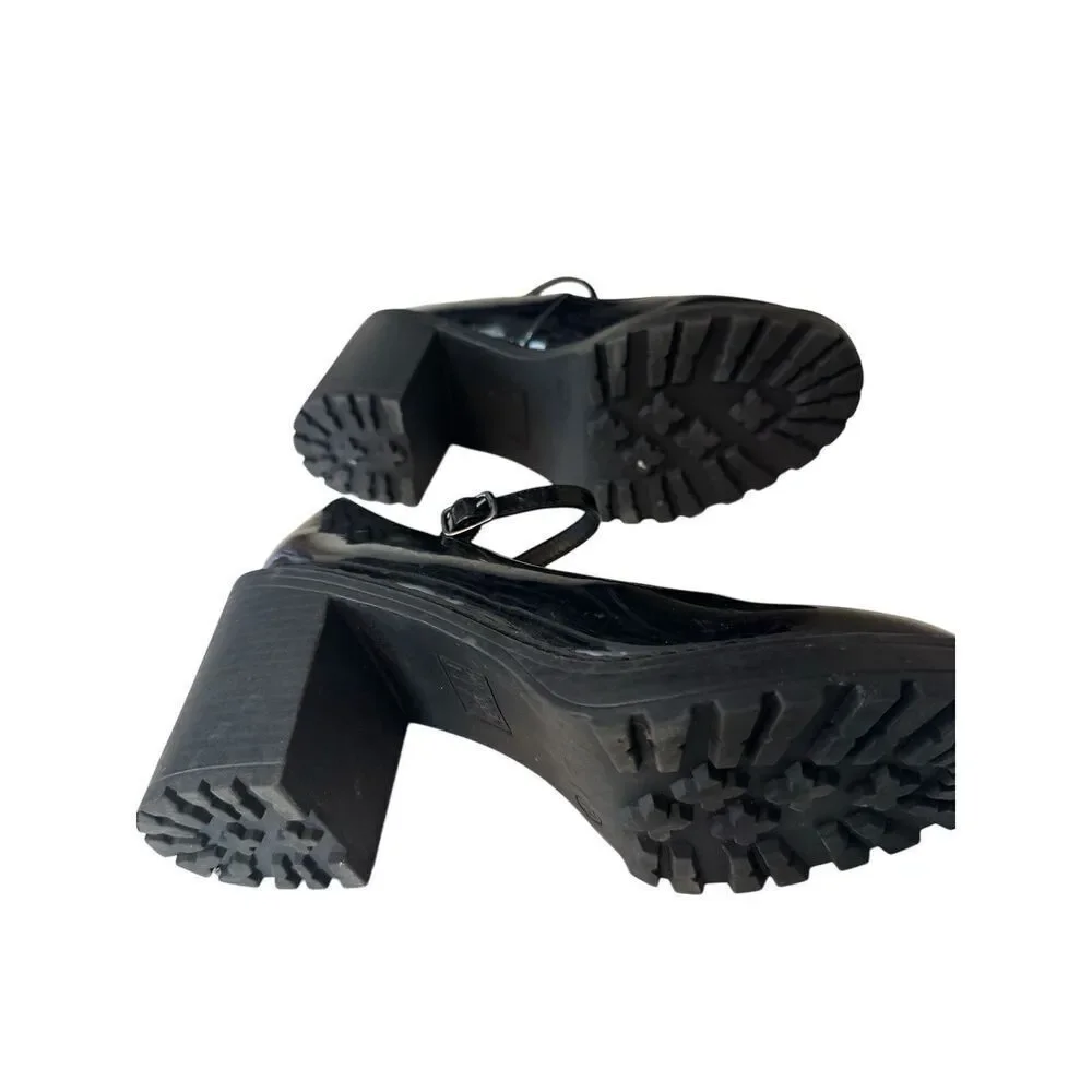 Y2K MADDEN NYC By STEVE MADDEN Patent Black Mary Jane Platform Shoes Sz 7.5